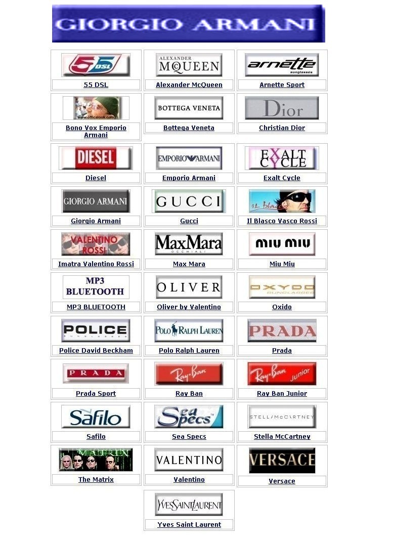 GIORGIO ARMANI OCCHIALI DA SOLE - ITALIAN LOOK ITALIAN SUNGLASSES G. ARMANI  - ITALIAN LOOK - OCCHIALI DA SOLE VALENTINO - DIOR - VERSACE - GUCCI -  OLIVER - POLICE - RAY BAN - MAX MARA sunglasses made in Italy