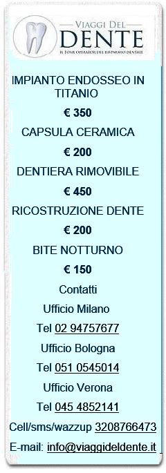 listino prezzi dentista in CROAZIA 